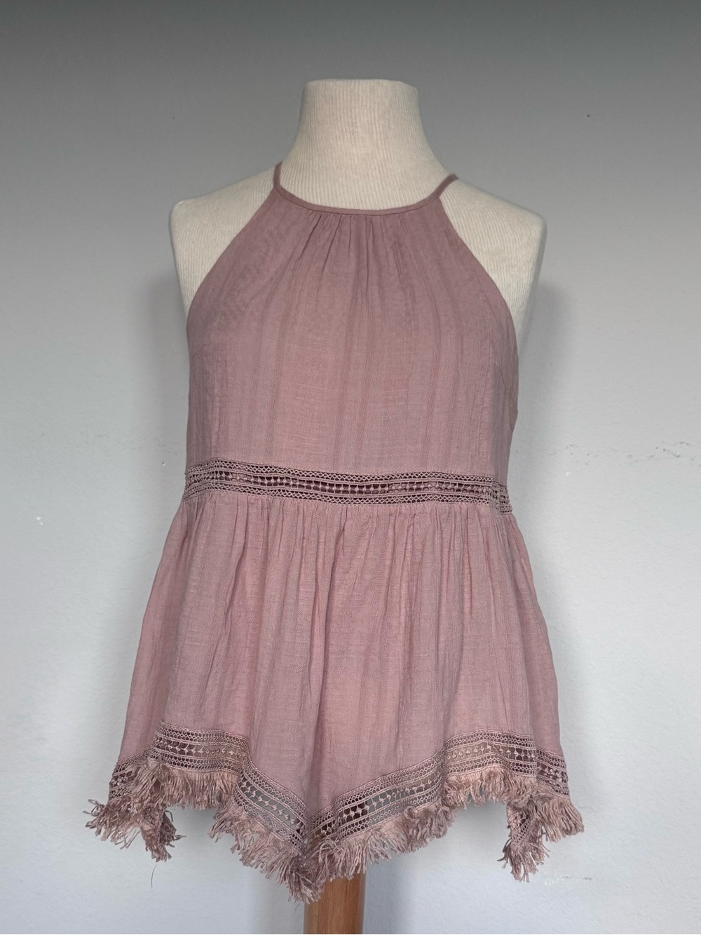 VOGE Boutique Beige Babydoll Halter Tank Top